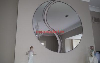 Two piece tear drop circular mirror  combination. Malahide.