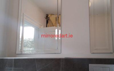 Master ensuite bathroom mirror double bevel edging. Landsdonwe Dublin 2.