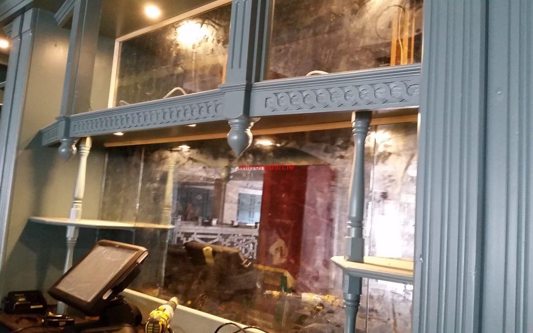 Antique mirror for behind the bar and seating areas  Farmer Browns Milltown South Dublin