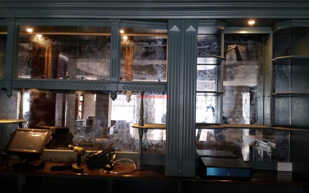 Antique mirror for behind the Bar and seating area. Farmer Browns Clonskeagh Dublin